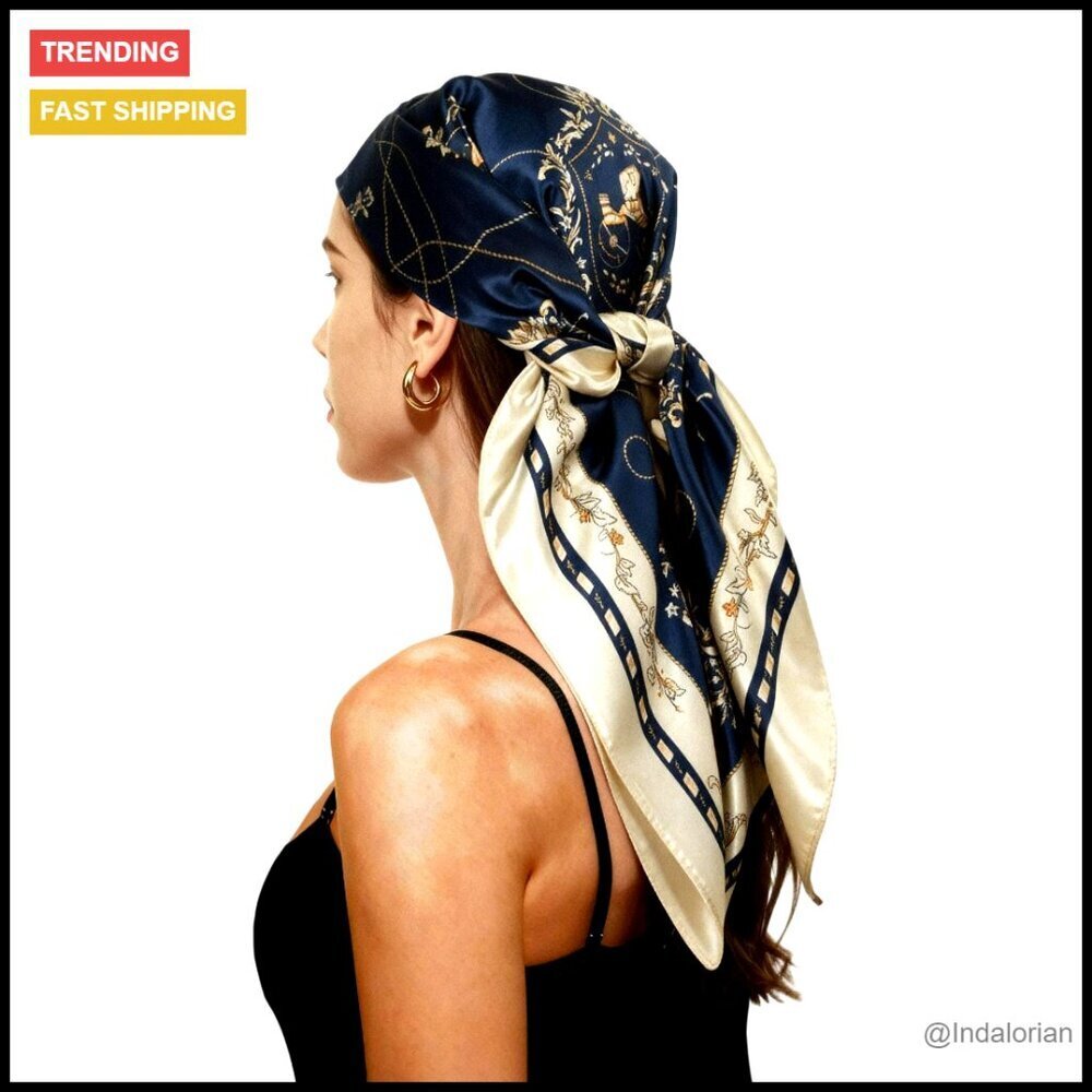 Silk-Like Square Headscarf Elegant Fashion Bandana Versatile Styling Options